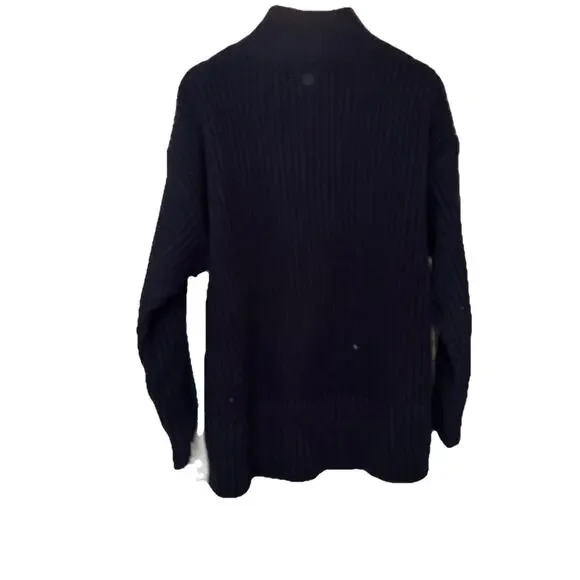 T BY TALBOTS Tipped Half-Zip Sweater Women's Size L Indigo Blue - Picture 4 of 9